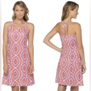 Prana Women's Pink/Orange/Brown Stretch Shelf Bra Sleeveless Active Dress Size M